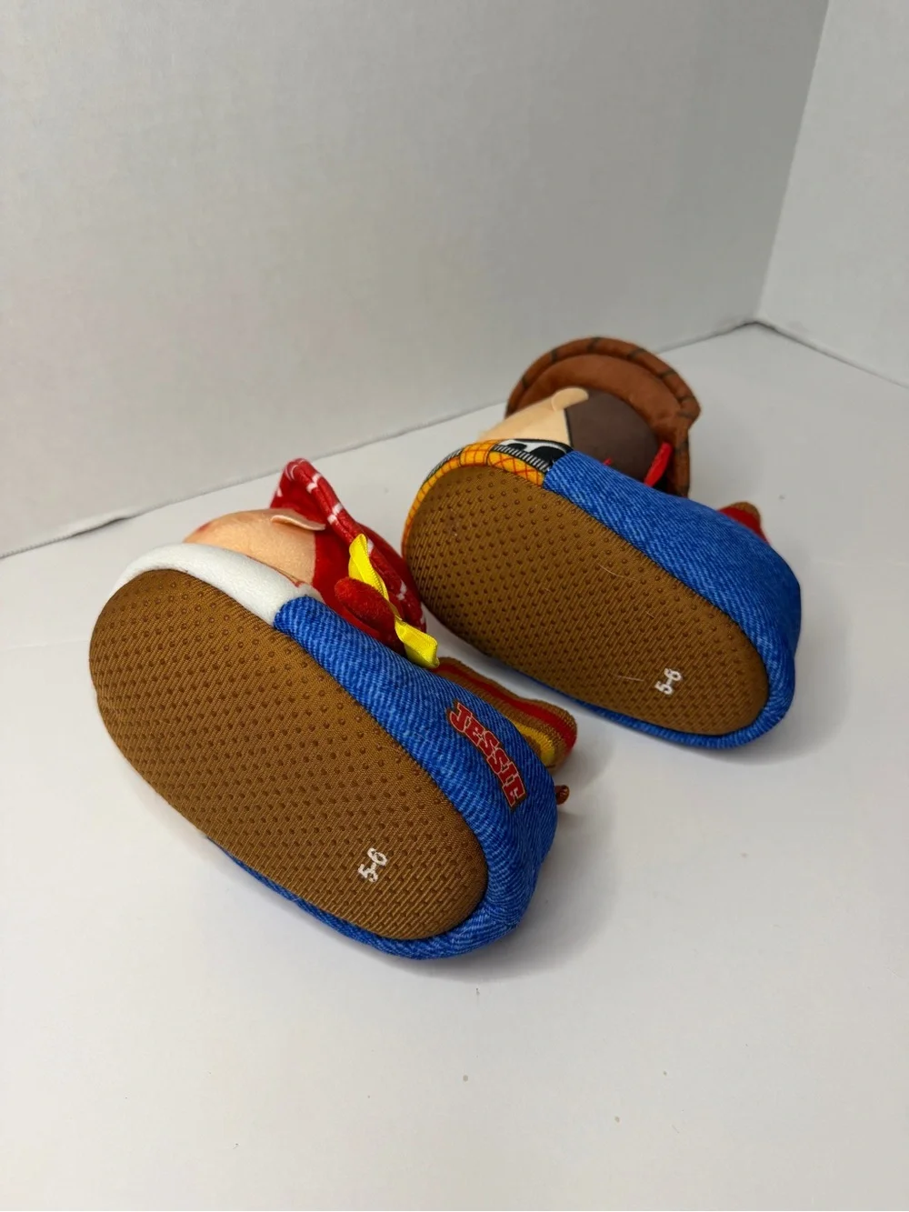 Disney Toy Story Woody & Jessie Plush Slippers Size 5-6